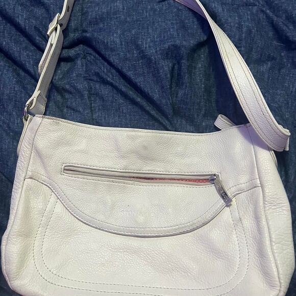 stone-co Handbags - Stone & Co. White Pebbled Leather Shoulder Bag